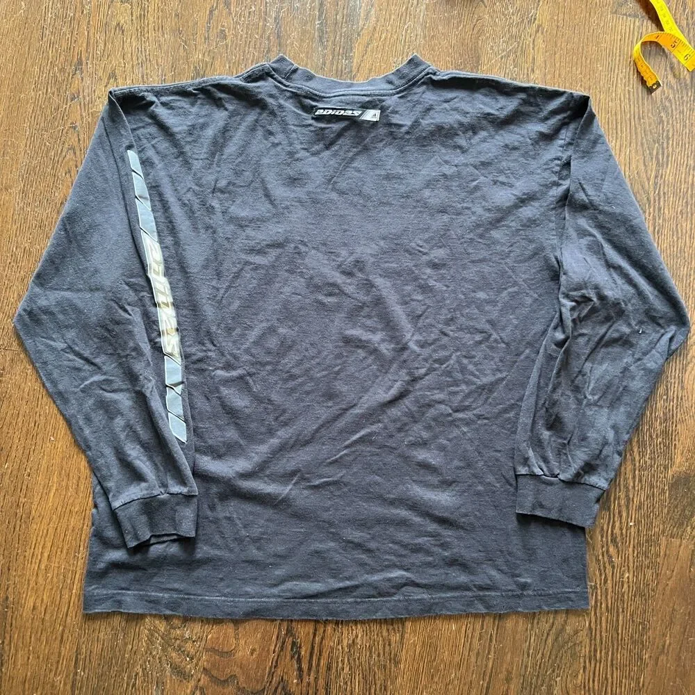 Vintage Y2K Adidas Spell Out Long Sleeve T-Shirt Black Gray Streetwear XL